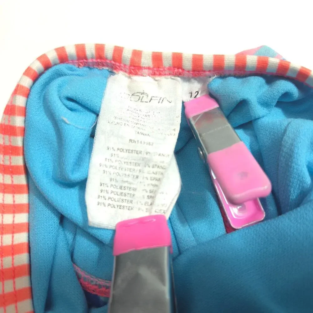 Dolfin Uglies Goldfish Swim School One Piece Swimsuit Size 12 Girls Blue Pink
